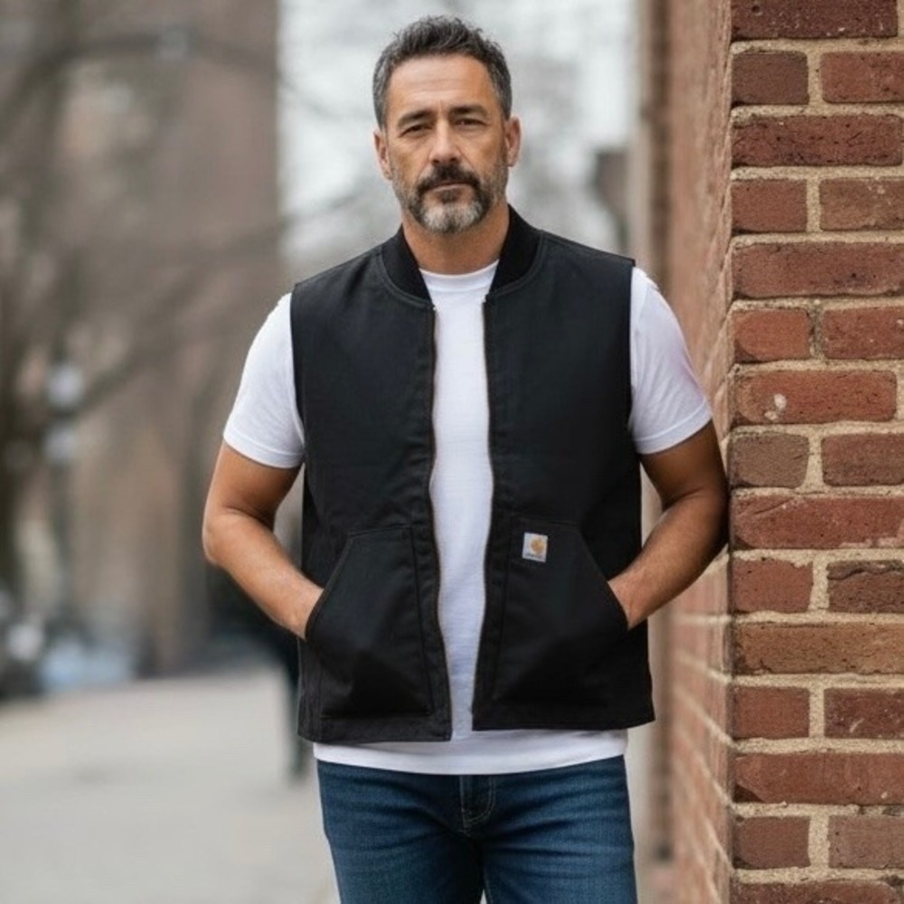 Carhartt Men's Firm Duck Insulated Rib Collar Vest Sz 3XL Black Relaxed-Fit NWT